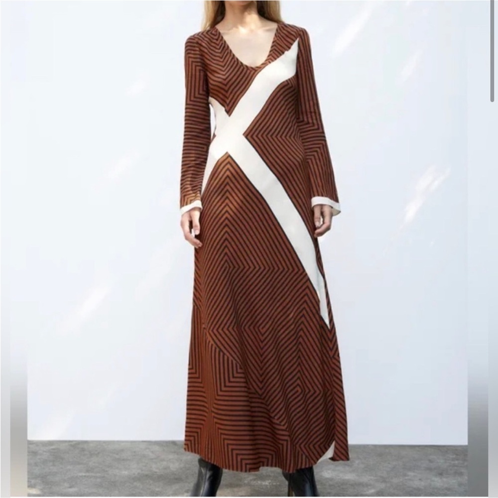 NWT Zara Striped Dress Size Large Blogger Favorite - Picture 4 of 11